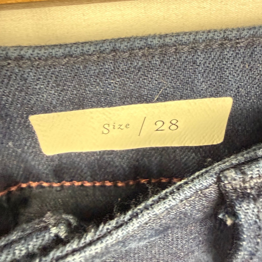 Pilcro Anthropologie Pintuck Dark Wash Flare Jeans Sz 28 Boho Nautical High-Rise - Picture 8 of 12